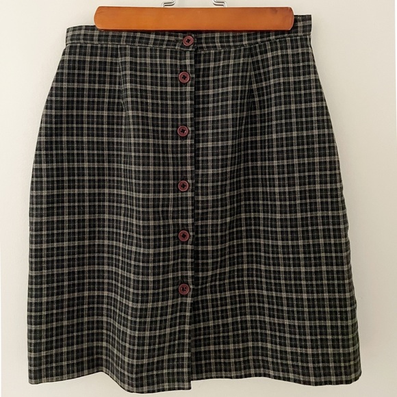 Early 90’s Vintage Button Down Plaid Mini Skirt by Daniel Hetchner - Picture 1 of 2